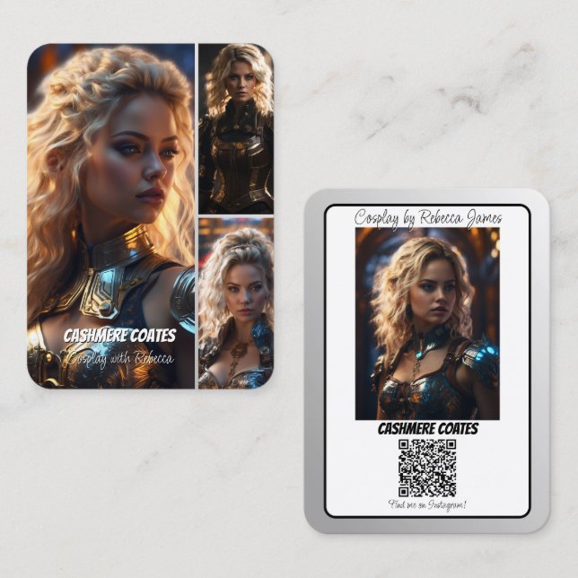 Carte De Visite Code QR de collage de photos Coscard Photos de cos (Devant / Derrière)