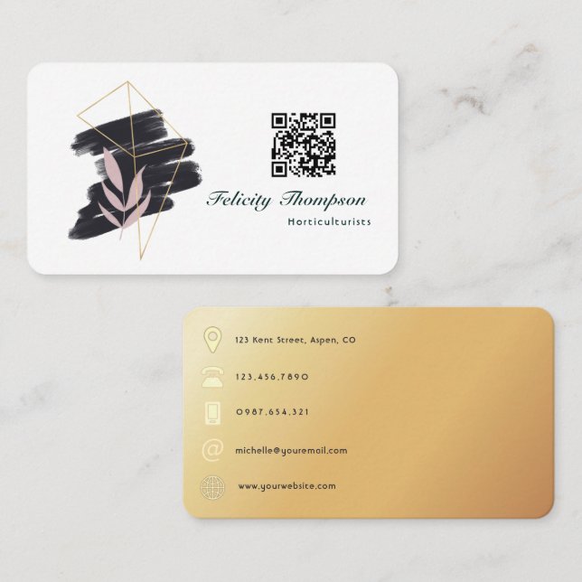 Carte De Visite Code QR de collage de pinceau tendance (Devant / Derrière)