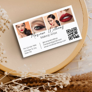 Carte De Visite Code QR de Collage Photo de Maquilleur Minimaliste