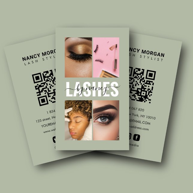 Carte De Visite Code QR de collage photo de technique d'extension  (Créateur téléchargé)