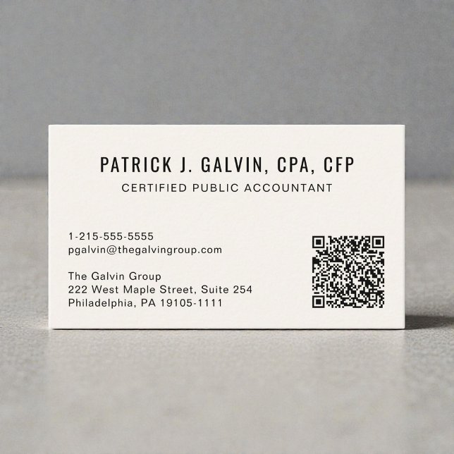 Carte De Visite Code QR de comptable CPA (CPA Accountant QR Code Business Card)