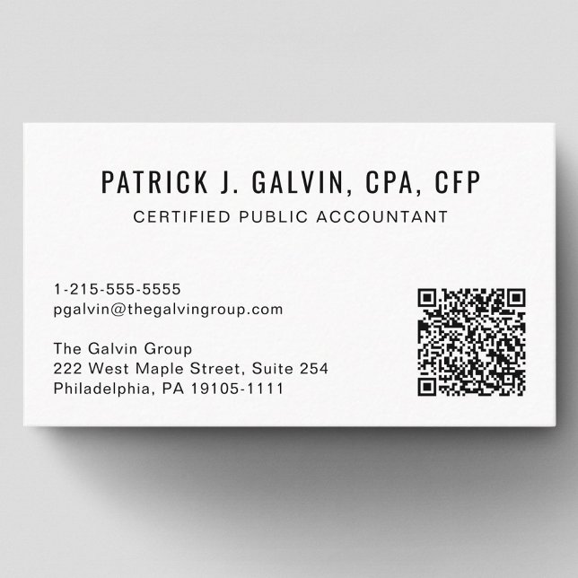 Carte De Visite Code QR de comptable CPA (CPA Accountant QR Code Business Card)