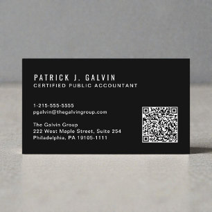 Carte De Visite Code QR de comptable CPA noir