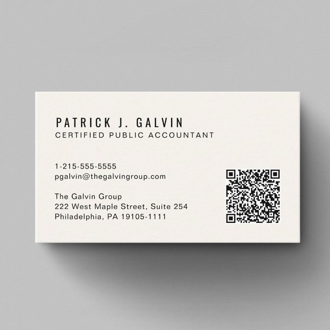 Carte De Visite Code QR de comptable fiscal CPA (CPA Tax Accountant QR Code Business Card)