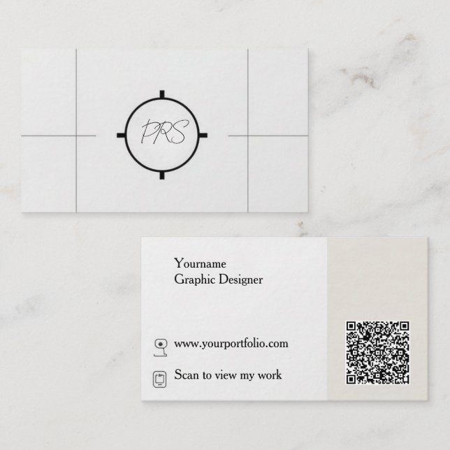 Carte De Visite Code QR de concepteur graphique moderne minimal (Devant / Derrière)