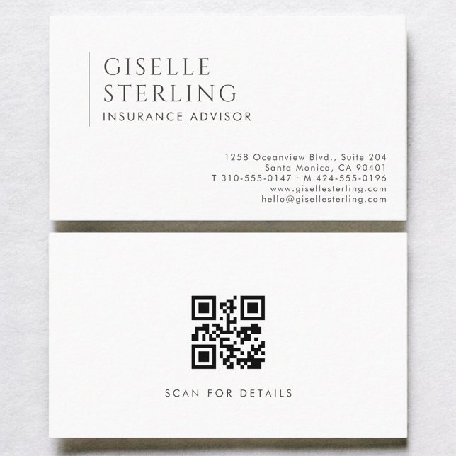 Carte De Visite Code QR de Conseiller en Assurance Moderne Profess (Créateur téléchargé)