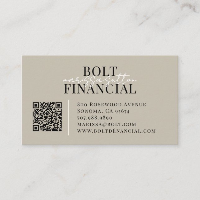 Carte De Visite Code QR de Conseiller Financier Moderne (Devant)