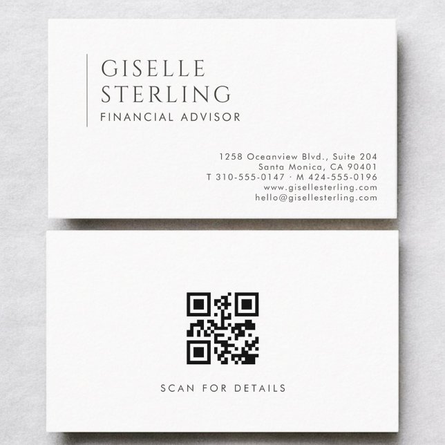 Carte De Visite Code QR de Conseiller Financier Moderne Profession (Créateur téléchargé)