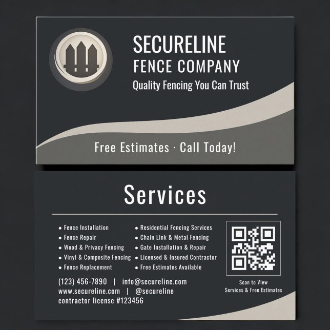Carte De Visite Code QR de constructeur de clôture Professionnel (Créateur téléchargé)