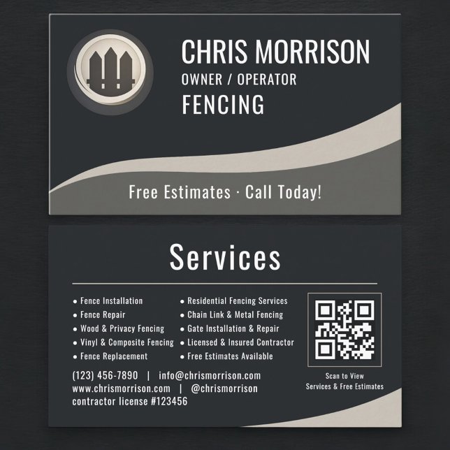 Carte De Visite Code QR de constructeur de clôtures de Clôtures (Créateur téléchargé)