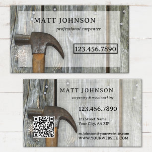 Carte De Visite Code QR de construction de menuisier professionnel