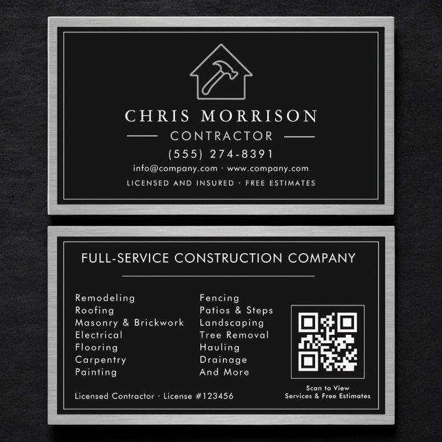 Carte De Visite Code QR de construction métallique industrielle (Créateur téléchargé)