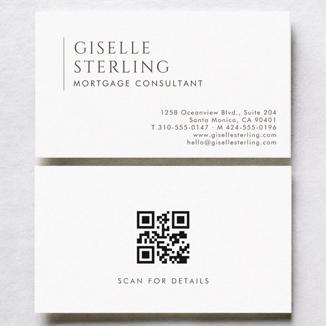 Carte De Visite Code QR de consultant en prêt hypothécaire moderne (Créateur téléchargé)