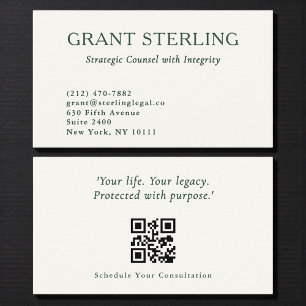 Carte De Visite Code QR de consultant juridique minimal de luxe