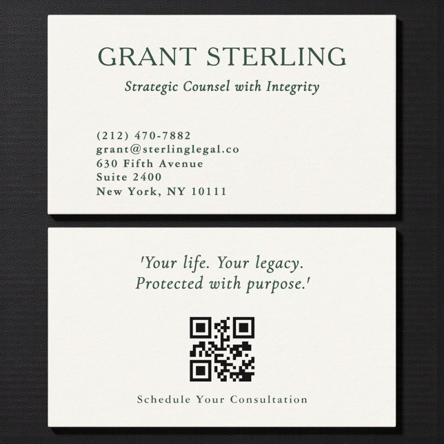 Carte De Visite Code QR de consultant juridique minimal de luxe (Créateur téléchargé)