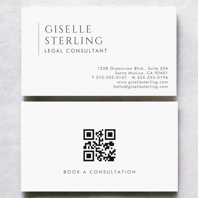 Carte De Visite Code QR de consultant juridique moderne profession (Créateur téléchargé)