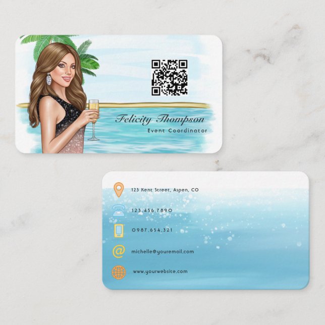 Carte De Visite Code QR de coordinateur d'événement (Devant / Derrière)