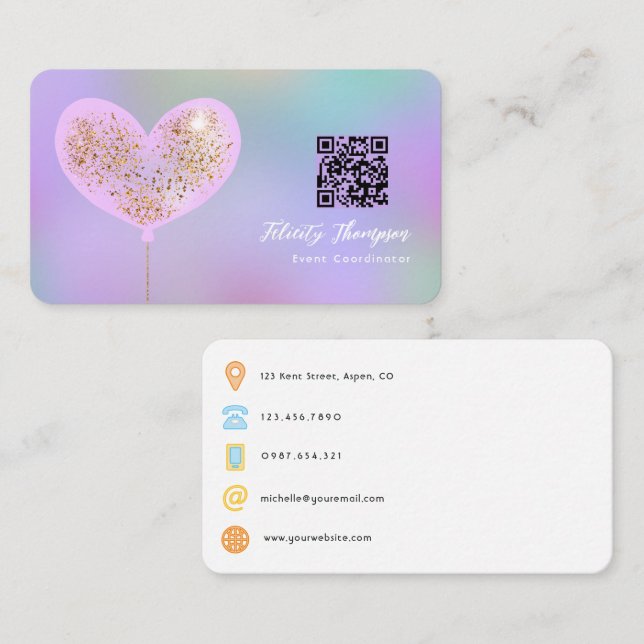 Carte De Visite Code QR de coordinateur d'événement (Devant / Derrière)