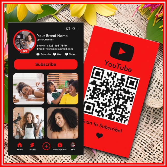 Carte De Visite Code QR de créateur de vlogueurs d'influenceur You (Créateur téléchargé)