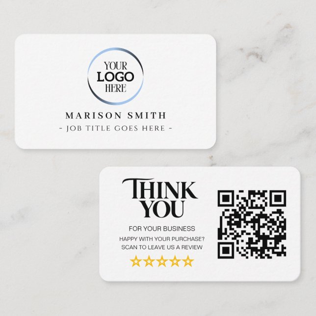 Carte De Visite Code QR de critiques d'entreprise (Devant / Derrière)