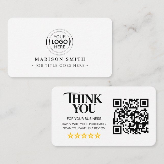 Carte De Visite Code QR de critiques d'entreprise (Devant / Derrière)