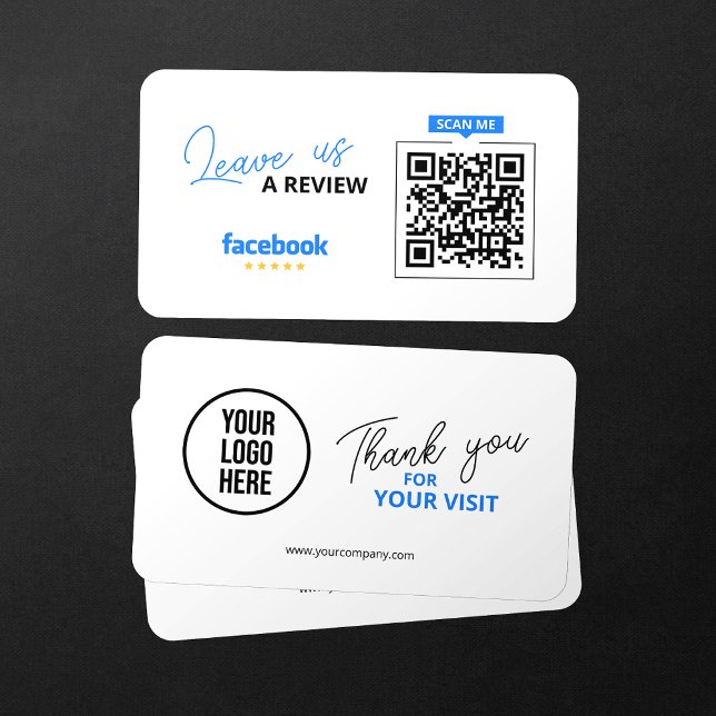 Carte De Visite Code QR de critiques Facebook Lien de critique d'e (Créateur téléchargé)