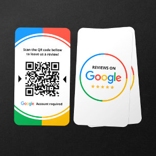Carte De Visite Code QR de critiques Google 5 étoiles pour l'avis
