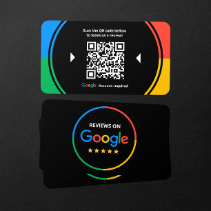 Carte De Visite Code QR de critiques Google 5 étoiles pour l'avis