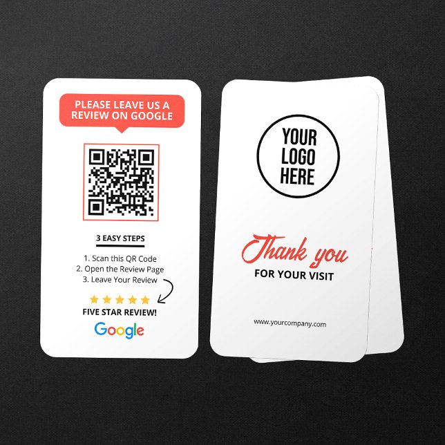 Carte De Visite Code QR de critiques Google blanc Lien de critique (Créateur téléchargé)