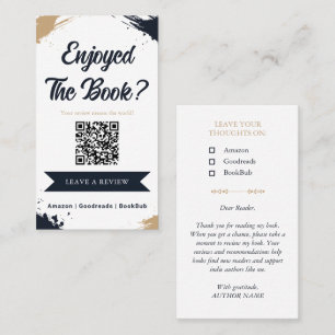 Carte De Visite Code QR de demande d'avis de livre d'auteur Merci