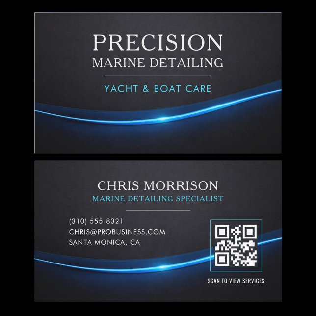 Carte De Visite Code QR de détail de bateau maritime (Créateur téléchargé)
