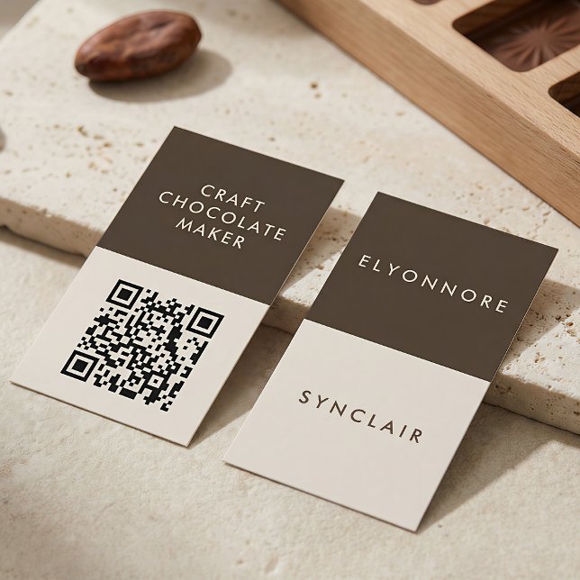 Carte De Visite Code Qr de Fabricant de Chocolat Artisanal Minimal (Créateur téléchargé)