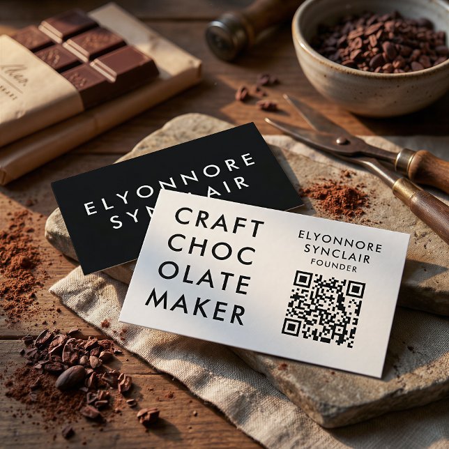 Carte De Visite Code Qr de fabricant de chocolat artisanale modern (Créateur téléchargé)