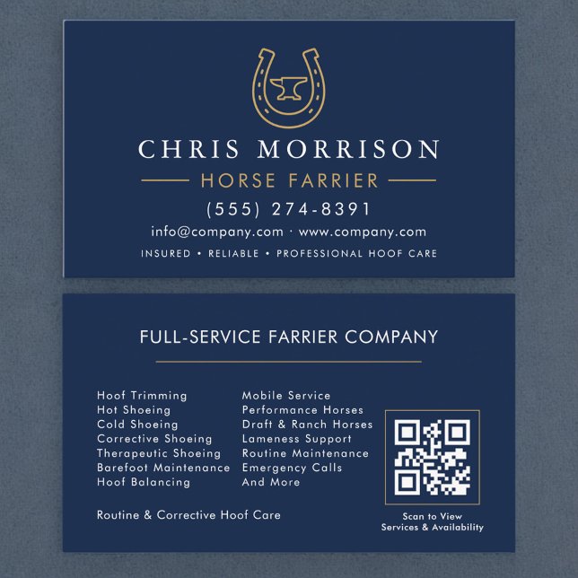 Carte De Visite Code QR de fer à cheval de maréchal-ferrant (Créateur téléchargé)