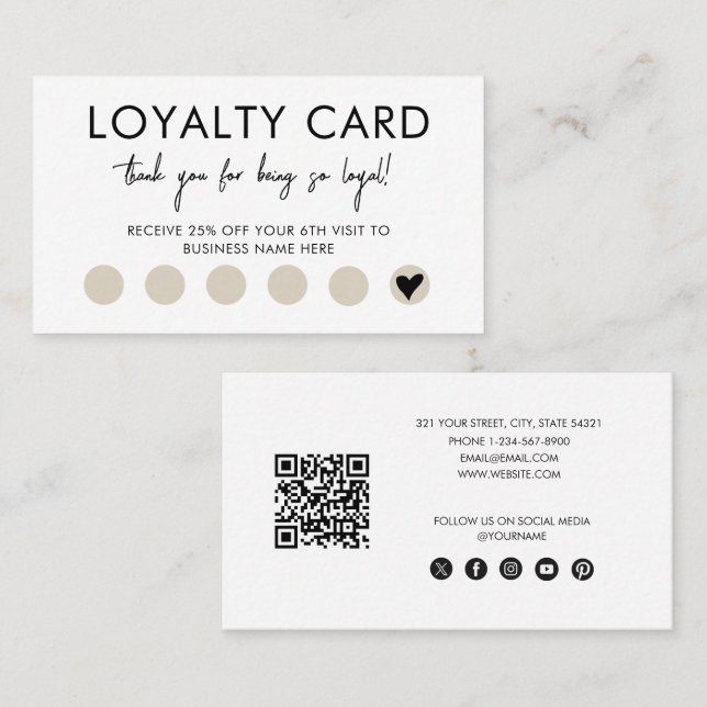 Carte De Visite Code QR de fidélité pour petites entreprises Récom (Devant / Derrière)