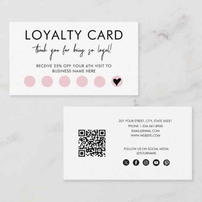 Carte De Visite Code QR de fidélité pour petites entreprises Récom (Devant / Derrière)