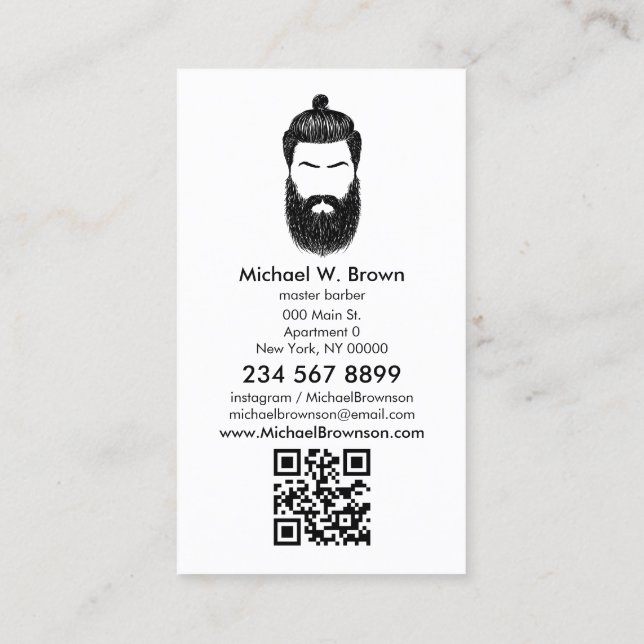 Carte De Visite Code qr de la barbe de hipster moustache (Dos)