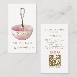 Carte De Visite Code QR de la boulangerie Baker Watercolor Baker e