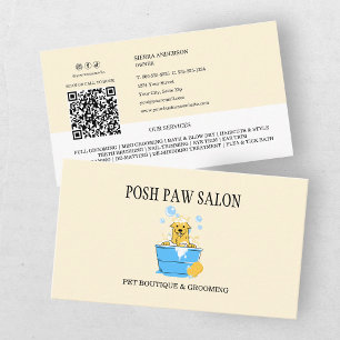 Carte De Visite Code QR de la boutique de toilettage pour chiens j