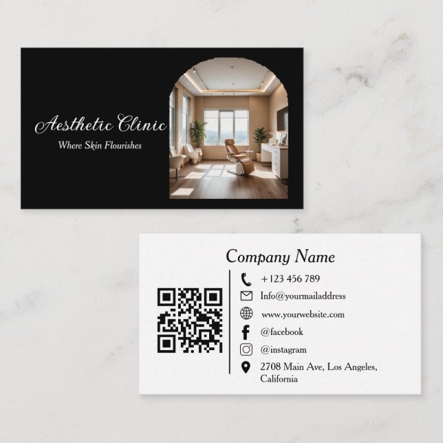 Carte De Visite Code QR de la clinique d'esthétique Minimal Arch n (Devant / Derrière)