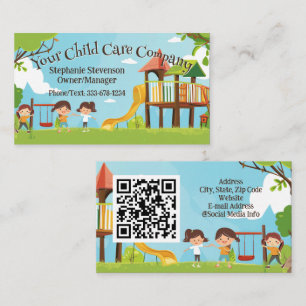 Carte De Visite Code QR de la Garderie et Halte-garderie Happy Kid