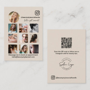 Carte De Visite Code QR de la grille Instagram pour le salon de be