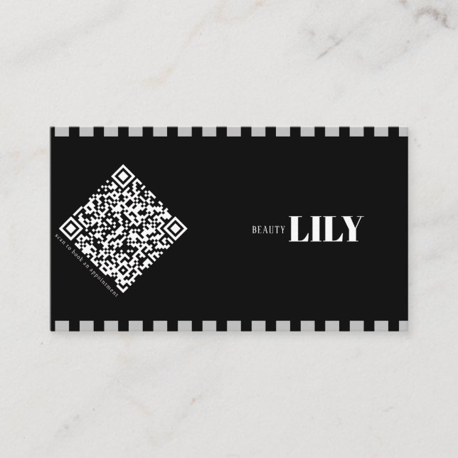 Carte De Visite Code Qr de la ligne classique professionnelle Noir (Devant)