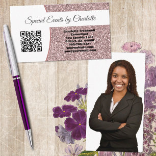 Carte De Visite Code QR de la Parties scintillant rose professionn