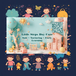 Carte De Visite Code QR de la petite entreprise Little Steps Day C