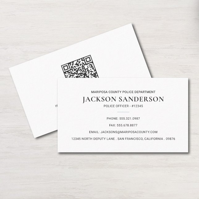 Carte De Visite Code QR de la police Département de l'application  (Police Officer Department Law Enforcement QR Code Business Card)