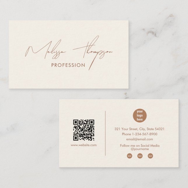 Carte De Visite Code QR de la signature professionnelle du style B (Devant / Derrière)