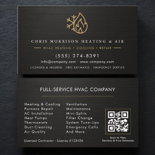 Carte De Visite Code QR de la société de services de CVC métalliqu