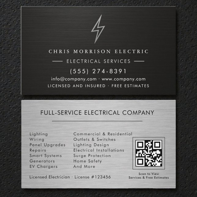 Carte De Visite Code QR de la société électrique professionnel (Créateur téléchargé)
