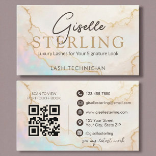 Carte De Visite Code QR de la technicienne de cils Opal Stone